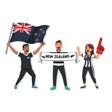 New Zealand Sport Soccer Fans Vector Illustration