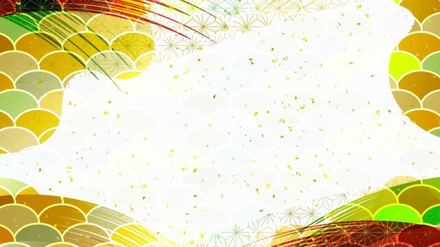 Traditional Japanese Pattern Abstract Background with Gold Leaf and Waves