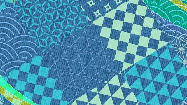 Blue and Green Traditional Japanese Geometric Pattern Animation