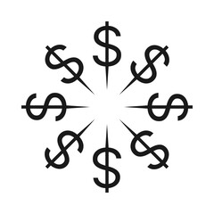 Obraz premium Eight Radial Bursting US Dollar Icons