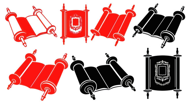 Torah Scrolls Collection: Red and Black Isolated Sacred Texts