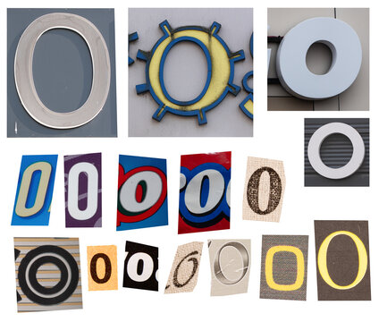 Collage Of Letter O Signage And Typography Close-Ups Showing Various Circular Letterforms