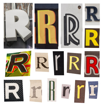 Collage of Letter R Typography and Vintage Signage &mdash; Alphabet Letters in Mixed Styles
