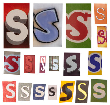 Colorful Letter S Collage - Typography Signs, Alphabet Textures and Graphic Design Samples