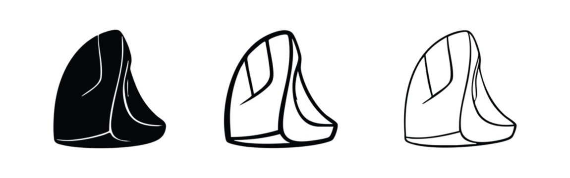 Vertical Ergonomic Mouse Icon Set - Computer Peripheral for Comfort