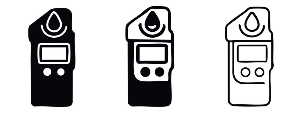 Digital refractometer icon, laboratory liquid concentration meter symbol, scientific instrument vector