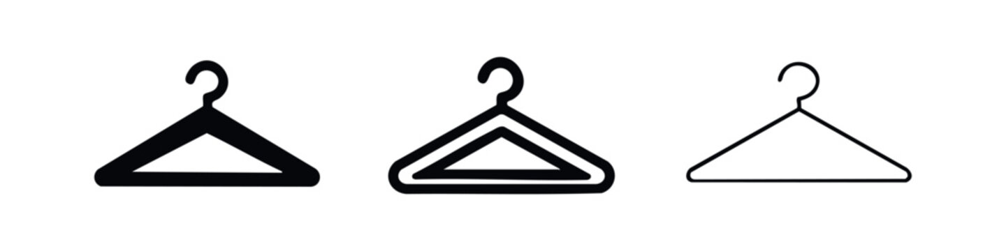 Clothes Hanger Icon Set for Wardrobe and Laundry Symbolism