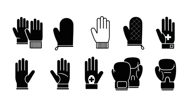 Collection of various hand and glove icons.