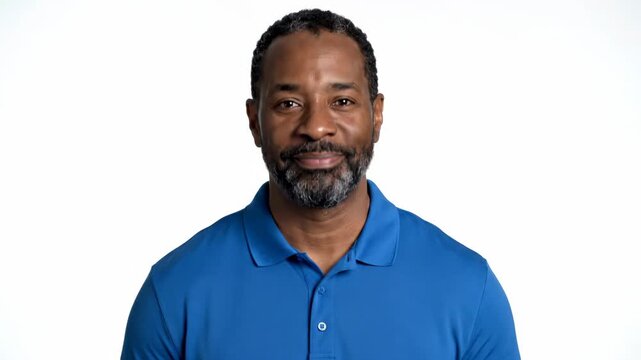 Composite image showing the emotional range of a mature african american man. His expression changes from a joyful smile to a serious face, illustrating mood or feedback concepts