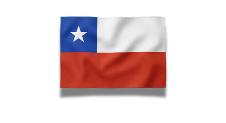 Naklejka premium Waving Chile national flag with white star in blue canton.