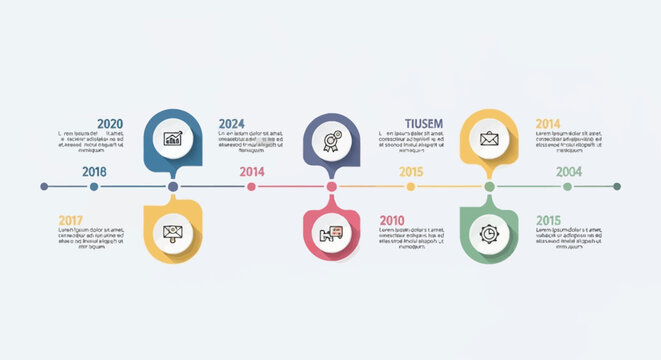 Timeline graphic illustrating key milestones and events with dates and descriptions, presented in a clean, modern design.