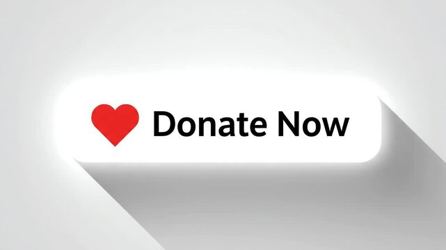 Modern Donate Now Button with Heart Icon and Soft Shadow Effect