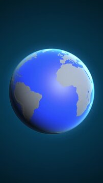 The animation shows a graphic representation of the earth and highlights the location and map of Sao Tome and Principe colored red in vertical format.