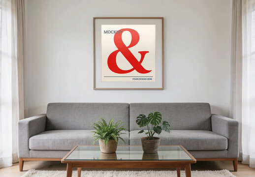 Picture Wall Minimalist Lounge Mockup