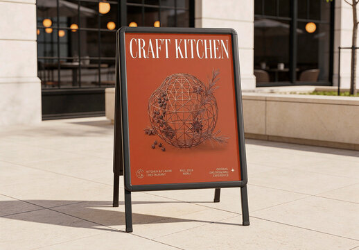 Restaurant Sandwich Board Sign Mockup