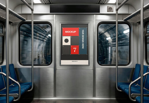Subway Poster Mockup Vertical Metro Advertising Display