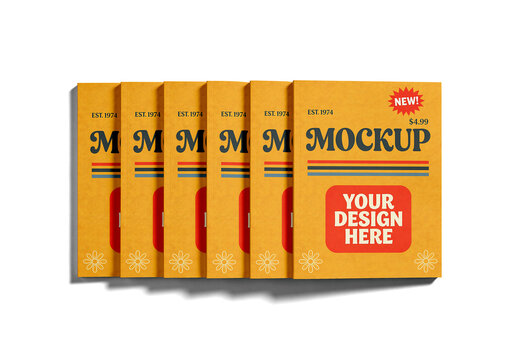 Magazine Covers Lined Up Mockup