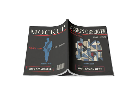 Open Magazine Paper Spread Mockup