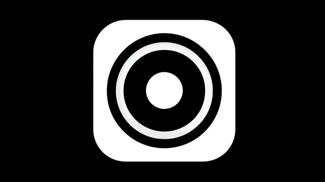 An icon-style, minimalist design of concentric circles within a rounded square on a black background