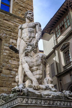 A copy of Michelangelo's David at Palazzo Vecchio in Florence, Italy