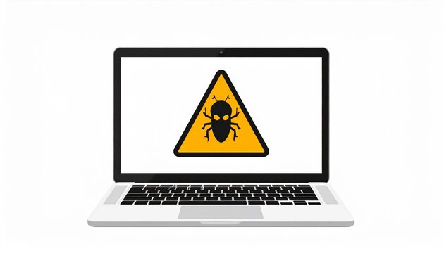 Computer Hacked, System Error, Virus, Cyber attack, Malware Concept. Danger Symbol