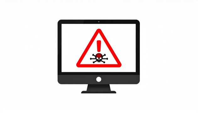 Computer Hacked, System Error, Virus, Cyber attack, Malware Concept. Danger Symbol