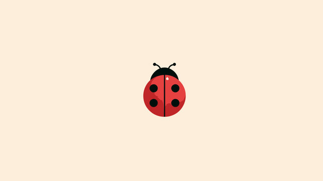 A simple, cartoon illustration of a ladybug on a solid off-white background