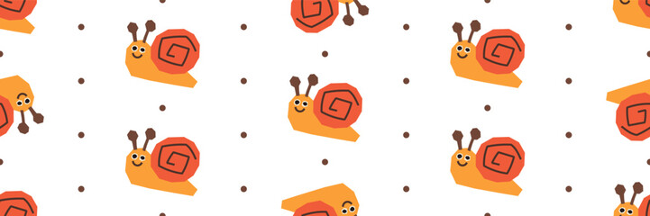 Seamless pattern insect with beetle snail and bug colorful. Colorful seamless pattern for children textile and decor. © Елена Сорокина