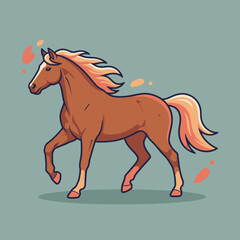 Obraz premium Majestic Brown Horse Trotting Gracefully with Flowing Mane.