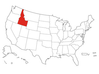 Fototapeta premium Map USA States Highlight Idaho Outline