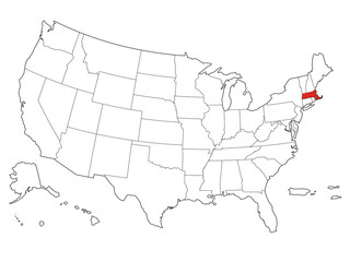 Fototapeta premium Map USA States Highlight Massachusetts Outline