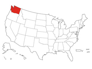 Fototapeta premium Map USA States Highlight Washington Outline