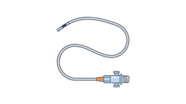 Medical device, flexible tube with a connector on one end and a tip on the other, likely for fluid delivery or removal.