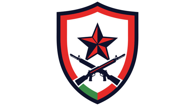 Military Emblem with Crossed Rifles Star.