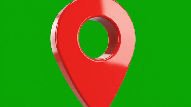 Red Location Marker on Bright Green Background for Navigation, Mapping, and Geolocation Applications