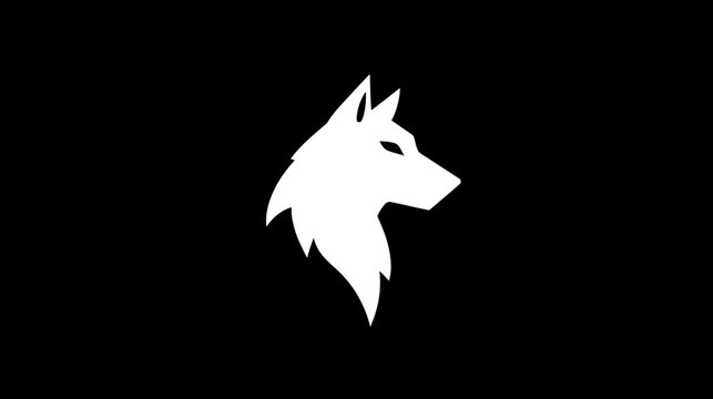 A monochrome illustration of a wolf's head in profile, stylized in bold white lines against black