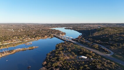 Fototapeta premium Highway 29 Bridge, Buchanan Dam Bridge / Old Colorado River Bridge