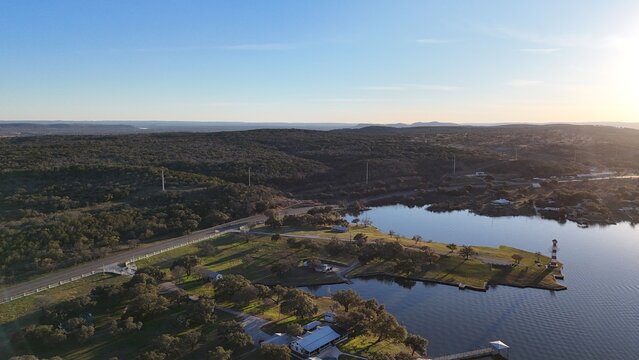Lake Buchanan and the Texas Hill Country at sunset