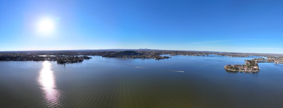 Aerial scenes of north Lake LBJ in the central Texas Hill Country