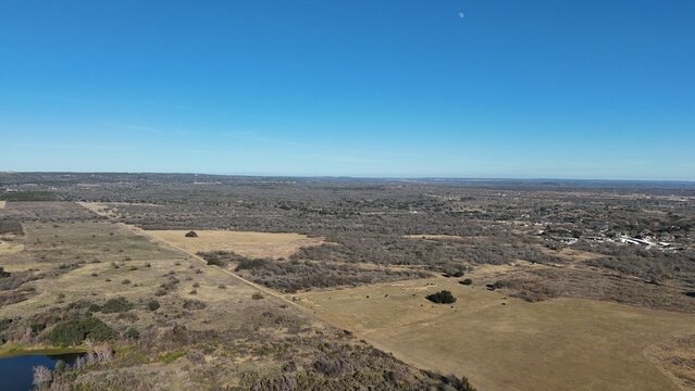Aerial scenes of north Lake LBJ in the central Texas Hill Country