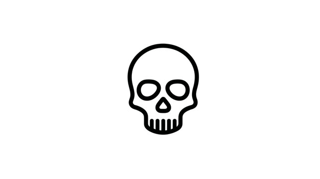 A simplified illustration of a human skull, featuring a black outline on a white background