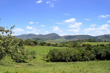 Naklejka premium View of the rural areas and mountains of the interior of Andrelândia in Minas Gerais.