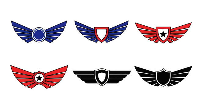 Wings Logos Emblems Shields Symbols.
