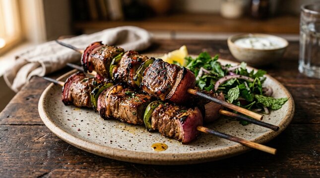 Grilled Kabab Koobideh Skewers with Grilled Tomatoes