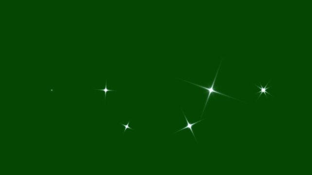 Sparkling stars shine animation, white cartoon, flat, vector, doodles style stars blinking, star twinkling, star animation, 2D shining twinkle effect, glitter motion explosion on green screen. 4k