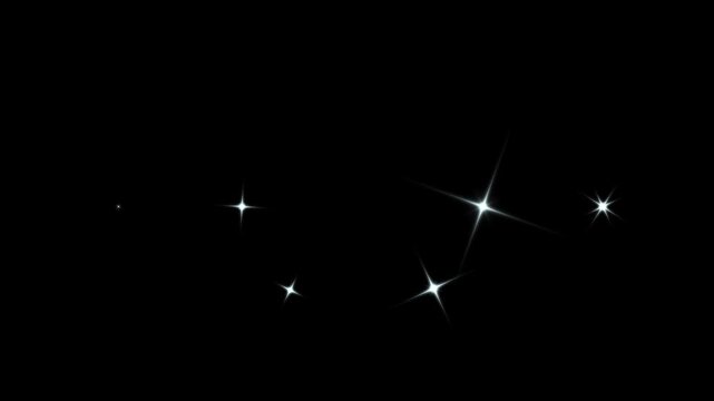 Twinkle sparkling stars shine animation on black screen, vector doodles style stars blinking effects with alpha channel, glowing stars sparkle transparent background, glitter motion. 4K
