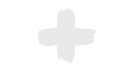 Obraz premium Gray Brush Stroke Plus Symbol on White Background