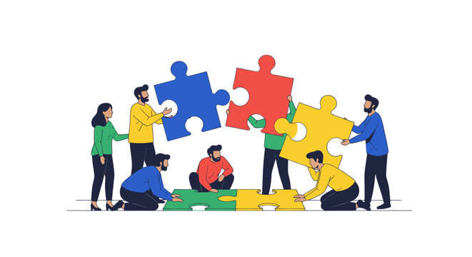 Diverse group of people working together.