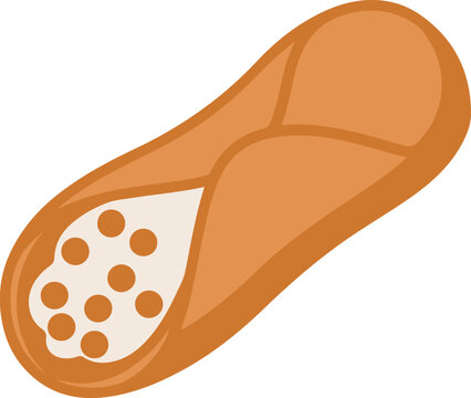 Delicious traditional italian cannoli dessert filled with sweet ricotta cheese and candied fruit vector illustration