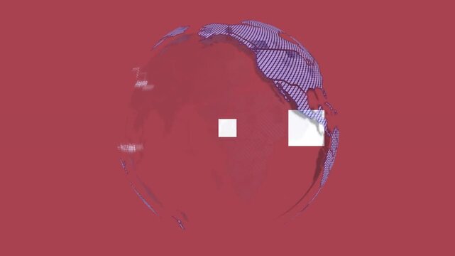 Vertical video: On load globe rotating, hatched land shifting, white squares marking tech labels